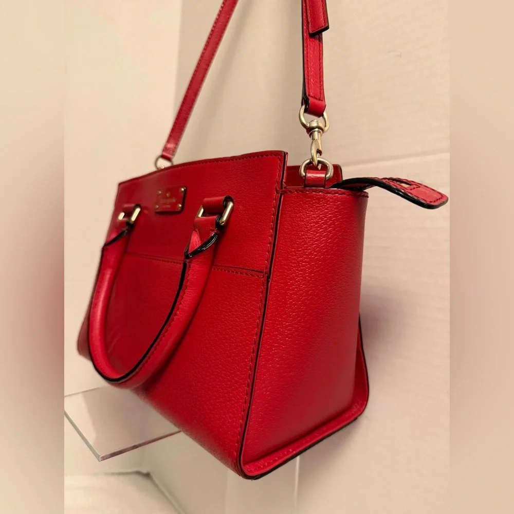 Kate Spade Grove Street Lana Satchel Red Pebbled Leather Crossbody